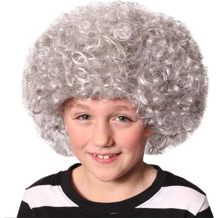 Gri Renk Kabarık Bonus Peruk Afro Takma Saç