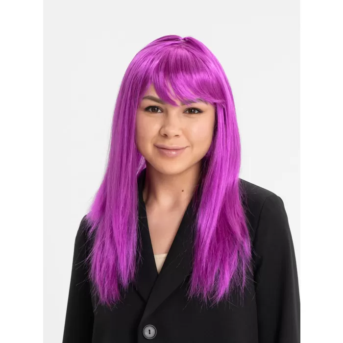 Fuşya Renk Düz Kesim Uzun Parti Peruğu