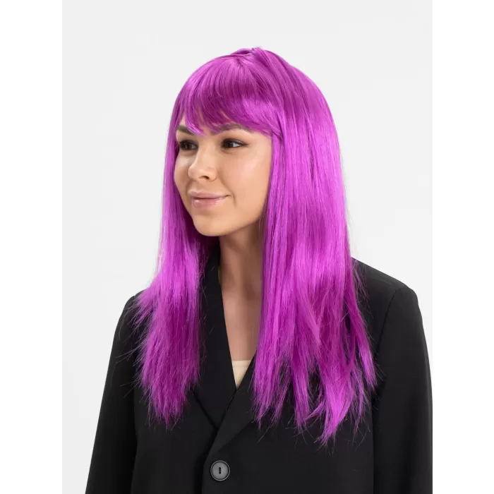 Fuşya Renk Düz Kesim Uzun Parti Peruğu