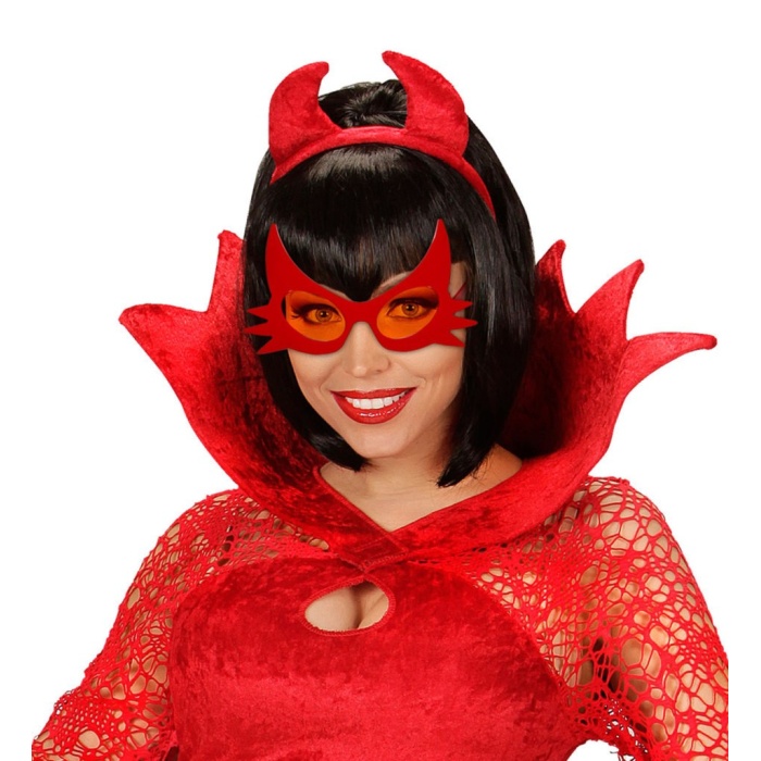 Kırmızı Renk Bıyık Tasarımlı Kedi Gözlüğü 19x11cm