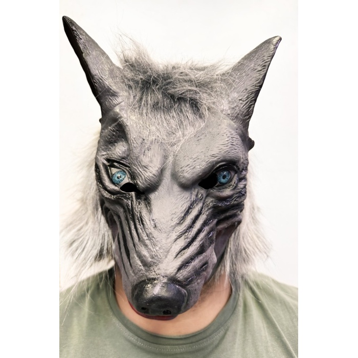 Kafaya Tam Geçmeli Lateks Mavi Gözlü Dişli Ağzı Açık Kurt Maskesi NessiWorld