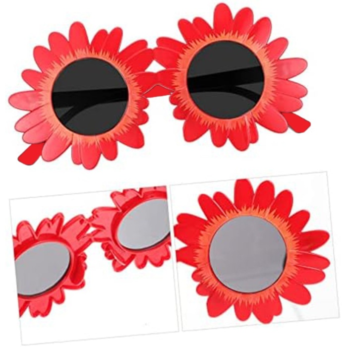 Kırmızı Renk Papatya Şekilli Parti Gözlüğü 18x10cm