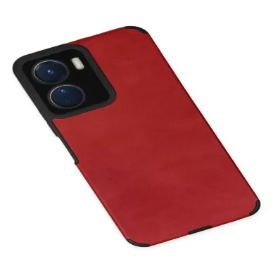 Newface Vivo Y16 Kılıf Loop Deri Silikon - Kırmızı
