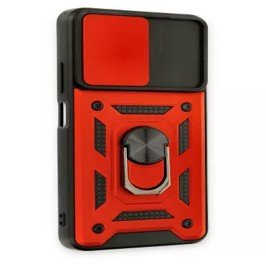 Newface Xiaomi Redmi Note 11T Kılıf Pars Lens Yüzüklü Silikon - Kırmızı