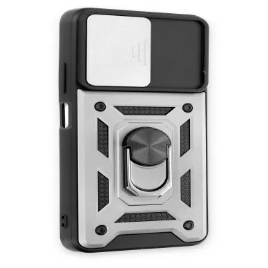 Newface Xiaomi Redmi Note 11T Kılıf Pars Lens Yüzüklü Silikon - Gümüş