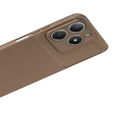 Newface Realme C61 Kılıf Auto Focus Karbon Kapak - Kahverengi