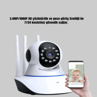 HD IP Kamera – Gece Görüşlü Hareket Sensörlü Mobil Takip ve Çift Yönlü Ses