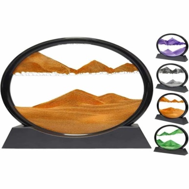 3D LED Işıklı Kum Saati Gece Lambası Hareketli Sulu Kum Saati Orta Boy