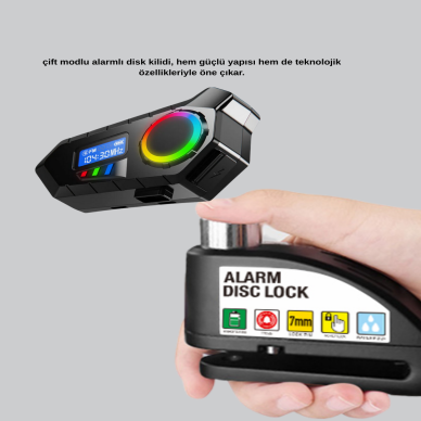 Motosiklet ve Günlük Kullanım İçin Bluetooth Hoparlör ve Disk Kilidi Seti