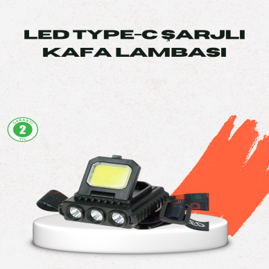 USB Şarjlı Kafa Feneri 800 Lumen Ayarlanabilir COB ve XPE LED