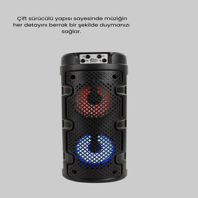 Taşınabilir Bluetooth Hoparlör Çift Sürücü Güçlü Bas HD Ses Çoklu Bağlantı