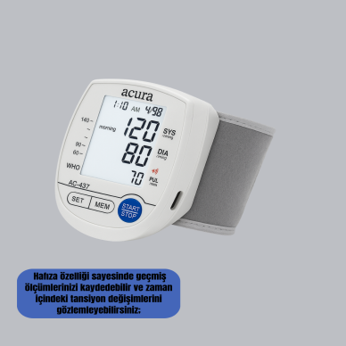 Şarjlı ve Pilli Bilek Tansiyon Ölçer Dijital Ekran Hafıza Kayıtlı