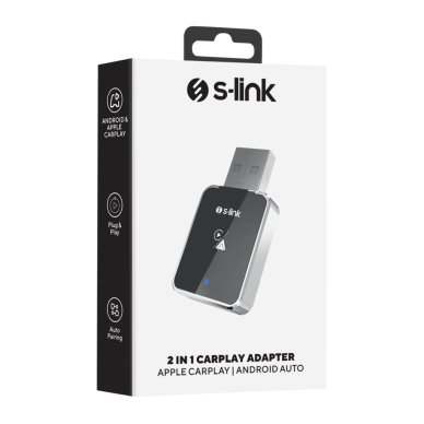 S-LINK SL-CAR01 2in1 Android ve Apple Cihazlar Kablosuz Android Auto ve Carplay Adaptörü(1923)