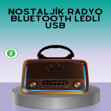 Bluetooth Özellikli Nostalji Radyo 3 Bant FM AM SW