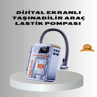Şarjlı Kablosuz Hava Pompası – 150 PSI Basınç LED Ekran ve 6000mAh Batarya