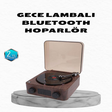 Gece Lambası Bluetooth Hoparlör Dijital Saat Çok Fonksiyonlu Su Dalgası Işıklı