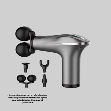 Şarjlı 4 Başlıklı Titreşimli Masaj Aleti Derin Kas Masajı Sporcu Destekli