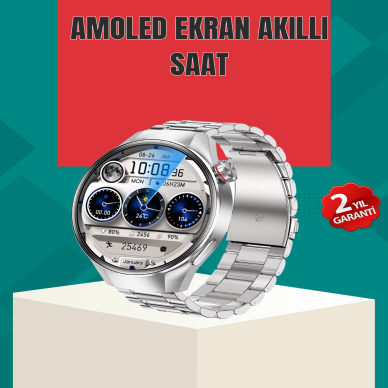 Metal Gövdeli AMOLED Akıllı Saat – Kan Oksijen Nabız ve Arama Fonksiyonlu