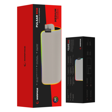 Rampage MP-21 PULSAR M RGB 252x328x3mm RGB Led Gaming MOUSE PAD (Gri)(1923)