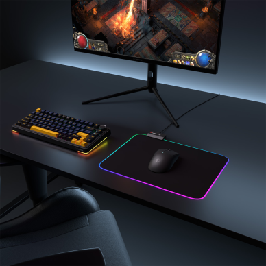Rampage MP-23 BLITZ M RGB 252x328x3mm RGB Led Gaming MOUSE PAD (Siyah)(1923)
