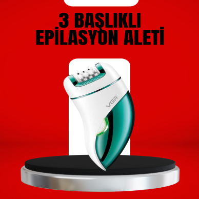 3ü 1 Arada Epilatör Su Geçirmez Metal Başlıklı LED Işıklı 90 Dakika Şarjlı