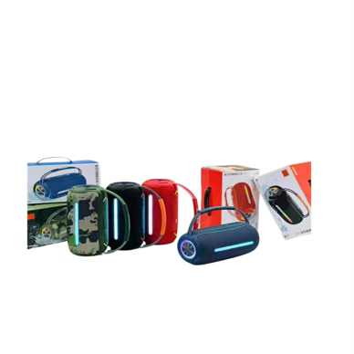 360 RGB LEDli Taşınabilir Bluetooth Hoparlör – Kırmızı USB/TF Destekli