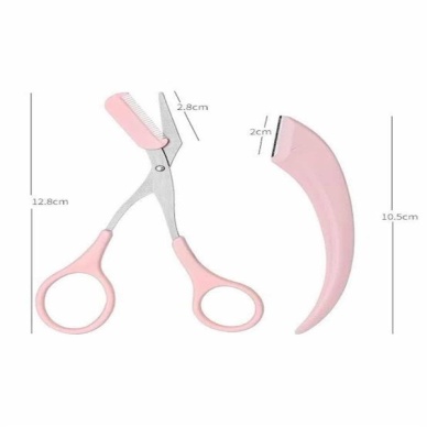 Kavisli Kaş Düzeltici Seti Kaş Makası ve Kaş Usturası Paslanmaz Çelik Bıçaklı