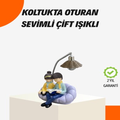 Sevgiliye Özel Çift Figürlü LED Masa Lambası Okuyan Çift Tasarım