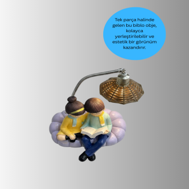 Sevgiliye Özel Çift Figürlü LED Masa Lambası Okuyan Çift Tasarım