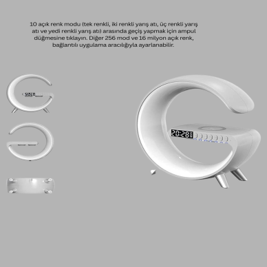 Kablosuz Şarjlı Atmosfer Lambası Bluetooth Hoparlör ve Akıllı Alarm Özellikli