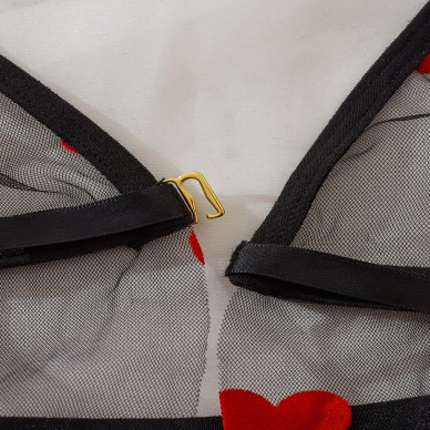 Kalp Desenli Siyah Transparan Gecelik TM1378