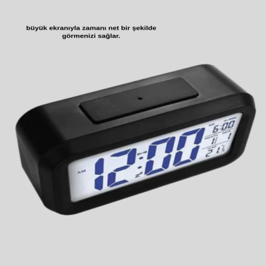 Dijital Masa Saati Sensörlü Aydınlatmalı Alarm ve Sıcaklık Ölçerli