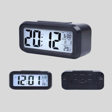 Dijital Masa Saati Sensörlü Aydınlatmalı Alarm ve Sıcaklık Ölçerli