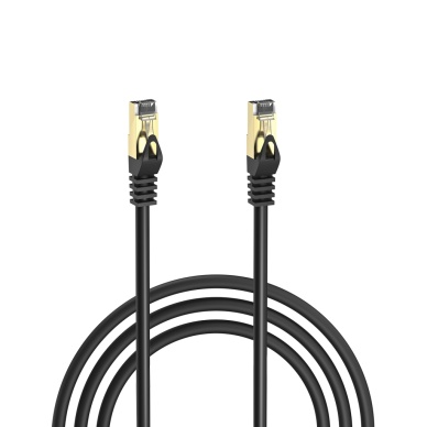 S-LINK MM-CAT701 CAT7 Patch 1Mt Gold Uçlu   FTP CCA Ağ Bağlantı Kablosu (Siyah)(1923)