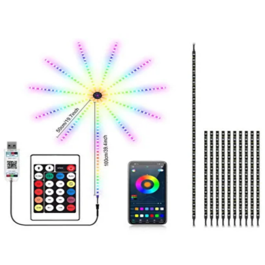 Akıllı RGB LED Havai Fişek Duvar Lambası Kumandalı ve Uygulama Kontrollü