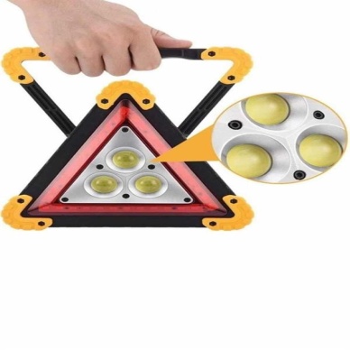 Reflektör Güneş Panelli Solarlı Şarjlı Üçgen Işıklı Trafik Reflektör Fener