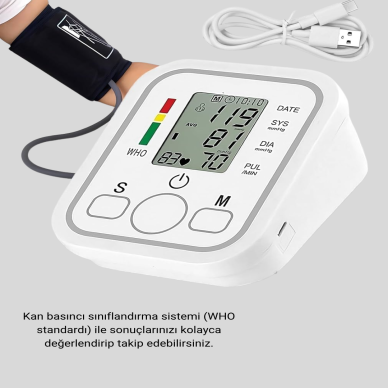 Üst Koldan Ölçüm Dijital Tansiyon Aleti – IHB Aritmi Uyarılı ve Çift Hafızalı