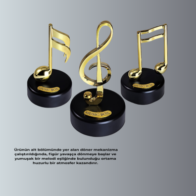 Dönen Sol Anahtarı Figürlü Müzik Kutusu Şık Hediyelik Dekor