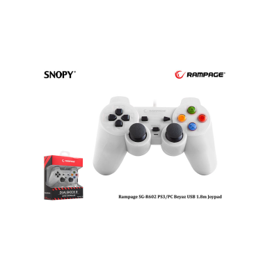 RAMPAGE SG-R602 Beyaz PC/PS3 1.8mt Kablolu Çift Titreşimli GAMEPAD(1923)