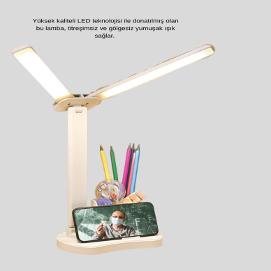 LED Işıklı Masa Lambası – Göz Yormayan Kısılabilir ve Esnek Başlıklı