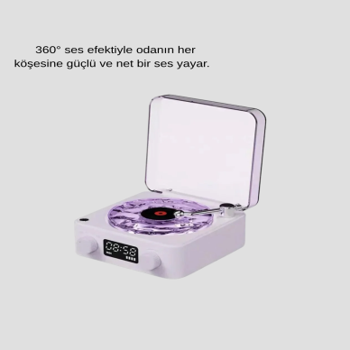 Retro Pikap Hoparlör Bluetooth AUX USB Type-C Projektörlü 360° Sesli Taşınabilir