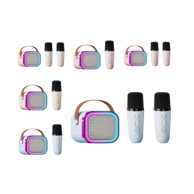 İki Mikrofonlu Renkli LED Işıklı Karaoke Cihazı