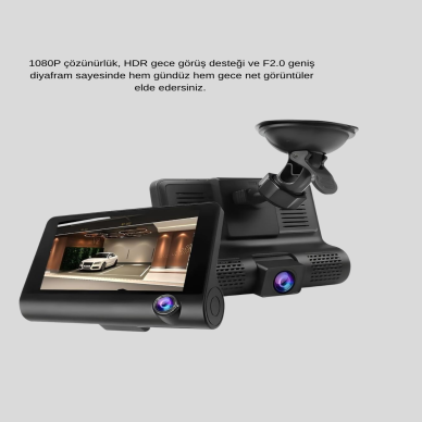 Araç DVR Kamerası 3’lü 170° Geniş Açılı Full HD ve Park Destekli