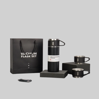 Çelik Termos Bardak Seti | 500 ml Kapasite Kaymaz Taban Hediye Kutulu