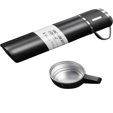 Termos Seti 3lü Bardak Seti Isı Dayanıklı Siyah Paslanmaz Çelik Vakumlu