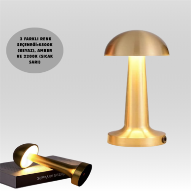 USB Şarjlı Dokunmatik LED Masa Lambası – 3 Renk Modu & Dimmer