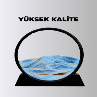 Rahatlatıcı Kum Sanatı – Yuvarlak Cam Çerçeveli Hareketli Kum Resmi Ofis ve Ev İçin Etkileşimli Masaüstü Süs