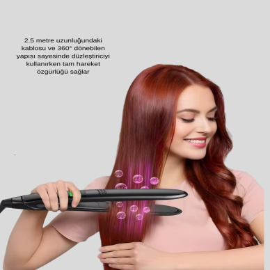 Dijital Ekranlı Isı Ayarlı Saç Düzleştirici – Titanyum Plaka Seyahat Dostu Tasarım