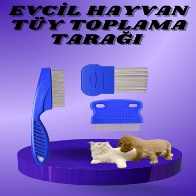 Kedi Köpek Tüy Bit Pire Toplayıcı Toplama Temizleme Tarağı Tarak Seti 4lü Set
