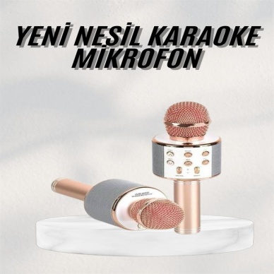 Bluetooth Hoparlör USB AUX SD Kart Kaoroke Mikrofon Uzun Pil Ömrü